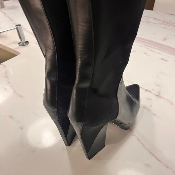 Jil Sander black leather and elastic pull on platform boots; size 39 1/2 - Picture 5 of 6